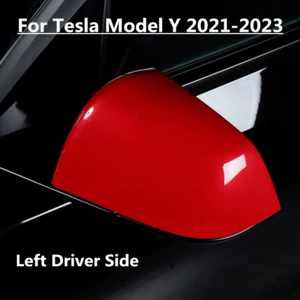 Tapa de cubierta del espejo retrovisor lateral izquierdo del conductor rojo para Tesla Model Y 2021-2023 - Imagen 1 de 2