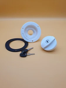 Króćce wlewu wody 40mm z pokrywą Biały Montaż na ścianie zewnętrznej Kamper Kanister - Zdjęcie 1 z 7