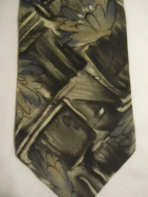 Corbata de Seda Barrington Marrón Gris Blanco Artístico Geométrico Diseños Florales 58"  Foto 1 de 2