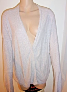 Verve Ami Cardigan  Light Gray Snap Button Front Long Sleeve Vee Neck Size Large - Picture 1 of 7