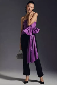 Anthropologie x Atsu Strapless Bow Top Purpule Size L RRP £140 - Picture 1 of 8