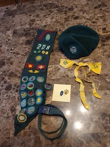 Vintage 1960's GRIL SCOUTS Lot: Hat, Sash W/ Patches, 6 Pins, Belts & Tie- READ - Picture 1 of 12