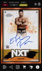 Topps WWE Slam 2025 Ethan Page Chrome NXT Orange Sig 25cc Legendary DIGITAL - Picture 1 of 2