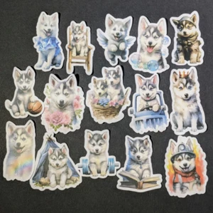 Husky Puppy Stickers, Husky Stickers, 15 pk - Picture 1 of 1