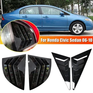 For Honda Civic Sedan 06-10 Gloss Black Front + Rear Window Scoop Louver Cover - Picture 1 of 10