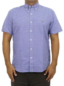 Camisa Polo Ralph Lauren Manga Corta Calce Clásico Abotonada - Azul Guinga, Blanca - Imagen 1 de 4