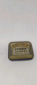 EXTREMELY Rare Antique Aspirin Tin From Maine. Smith's Aspirin Medicine Tin. 40s - Picture 1 of 4