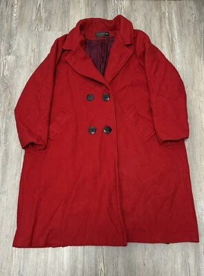 Vintage Red Komitor Swing Back Coat With Front and BackButton Details - Image 1 of 4