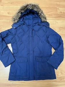 Lands' End, Women's Snow Winter Down jacket Blue size S 6-8 Hooded Puffer - Picture 1 of 13