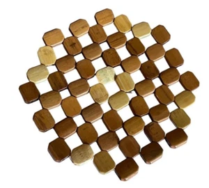 Trivet Wooden Natural 100% Bamboo Octagon Shape Eco Friendly 2 Sided - Picture 1 of 4