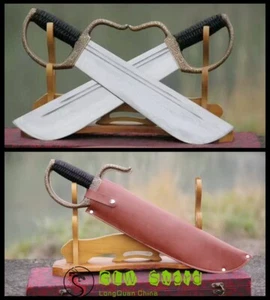 Set Battle Wing Chun Butterfly Chinese Sword Dao Broadsword Sharp Damascus Steel - Bild 1 von 10
