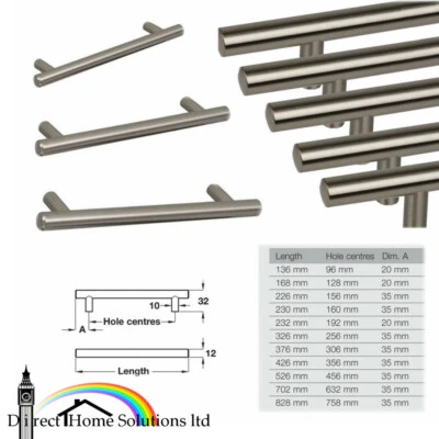 Hafele Barkston Bar Handle Kitchen,Bedroom Cabinet, Drawer, Brushed Nickel Steel - Image 1 of 4