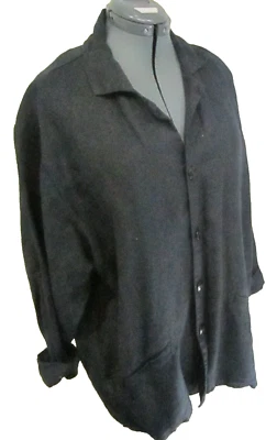 FLAX by Joanne Engelhart 100% Linen Black Loose Fit Unlined Jacket Sz Large - Изображение 1 из 4