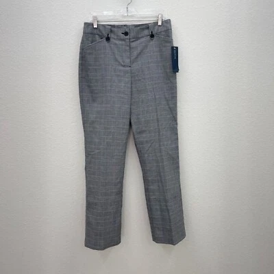 Pantalones de trabajo Jones New York Signature elásticos negros a cuadros para mujer 10 NUEVO Foto 1 de 4