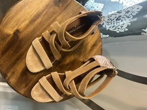 Sandalias Donald J Pliner Vida Correa Cruzada Gamuza Cuero Rosa Tostado Tacones con Cremallera Talla 7 - Imagen 1 de 8