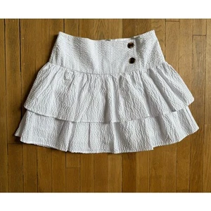 Classic Prep Girls Kiki Seersucker Tiered Faux Wrap Skirt in White Size 14 - Picture 1 of 6