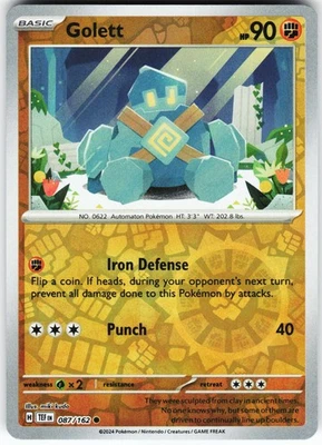 Golett 087/162 Pokemon SV05: Temporal Forces Reverse Holo Common NM - Image 1 of 2