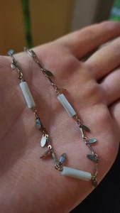 Vintage Anklet Gold Tone White Enamel 10" - Picture 1 of 9