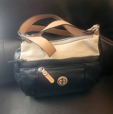 Bolso de Hombro GIANI BERNINI Cuero Sintético Guijarro Bloques de Color Negro Nuevo sin Etiquetas Foto 1 de 4