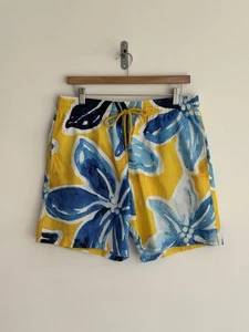 Vilebrequin Turtle Swimming Shorts Ultra Light Yellow Blue Floral XL - Picture 1 of 15
