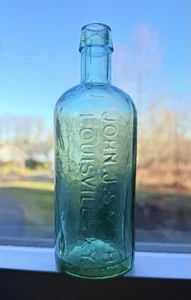 Antique Teal Green JOHN J. SMITH / LOUISVILLE / KY. Medicine Bottle IRON PONTIL! - Picture 1 of 10