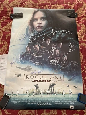 Póster original de Star Wars Rogue One estreno mundial firmado autógrafo genuino Foto 1 de 4