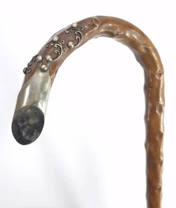 Fancy Sterling Silver Decorated c. 1900 Cane Walking Stick - Picture 1 of 7