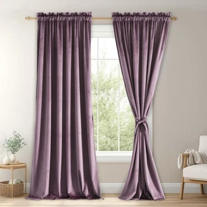 Tende in Velluto di Lavanda Tende Oscuranti per Camera Lunghe 120" Isolamento Termico... - Foto 1 di 8