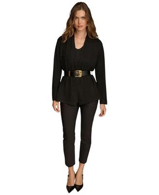 Cárdigan para mujer Donna Karan con cinturón (negro, mediano) Foto 1 de 4