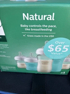 Philips Avent Glass Natural Bottle Response Nipple Baby Set - 5 No 1 - Picture 1 of 3