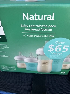 Philips Avent Glass Natural Bottle Response Nipple Baby Set - 5  No 1 - Image 1 of 3
