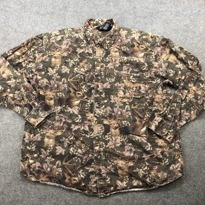 Camisa Winchester Para Hombre Grande Camuflada Ciervo Buck Estampado Abotonada Caza Exterior Foto 1 de 4