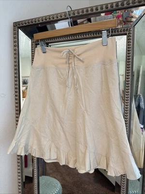 Falda midi Kimchi azul lino natural algodón cordón cintura talla mediana Foto 1 de 4