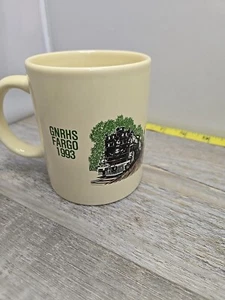 Vintage Railroad 1993 Cup Mug Train Depot Great NORTHERN Fargo Alaska - Picture 1 of 11