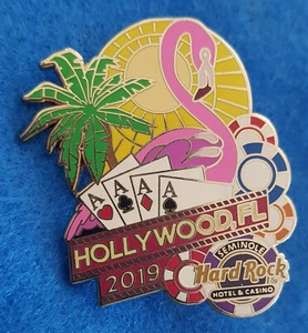 HOLLYWOOD FL HOTEL & CASINO 4 ACES FLAMINGO BIRD SUN Hard Rock Cafe PIN 2/3 LE - Picture 1 of 1