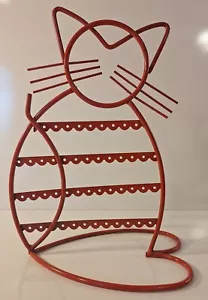  Schmuck Organizer Ständer Katzenform Ohrring Halter Organizer Metall Rot - Bild 1 von 4