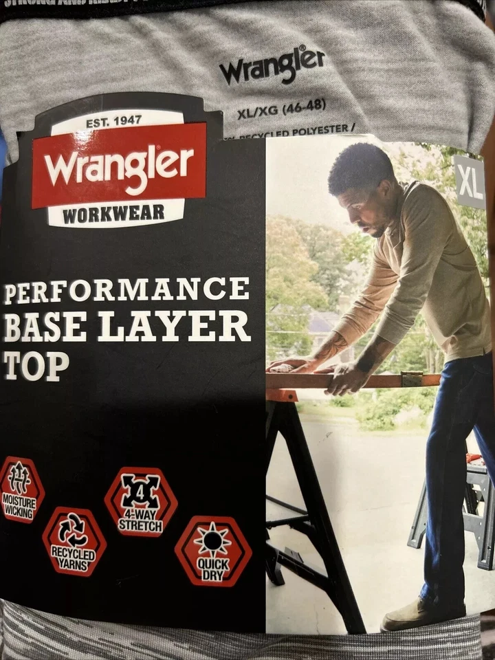 Wrangler Performance Thermal wear Top Men's 2X Large 50-52 Long-Sleeve Grey