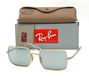 Ray Ban RECTANGLE  EVOLVE RB1969 001/W3 Gold /  Gray Blue 54mm Sunglasses