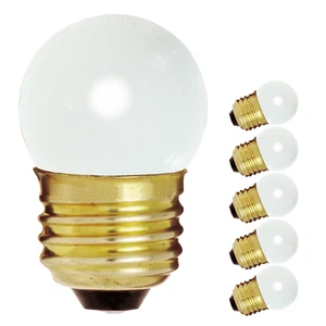 5 Pack GLOSSY WHITE Globe Indicator Bulb 7.5W 120V S11 Medium Base E26 - Picture 1 of 9