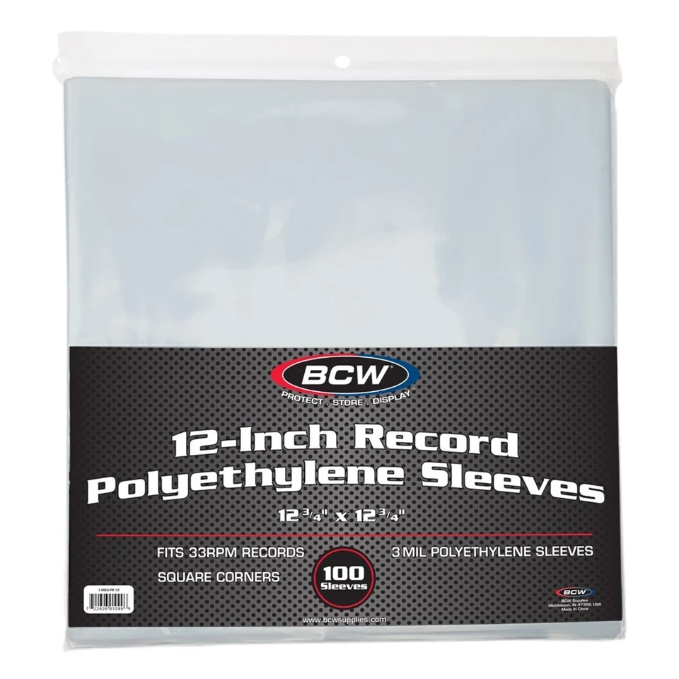 BCW 12 INCH POLYETHYLENE OUTER SLEEVES - STANDARD 3MIL (100CT) Slipmat