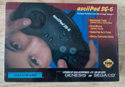 Asciipad SG-6 Genesis Controller ~ NEW old stock - Sealed ~ 6 Button Sega Pad - Image 1 of 4