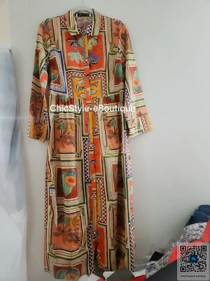 ZARA напечатано Midi рубашка платье разноцветный съемный ремень Sz XL новый с Ярлыками - Изображение 1 из 4