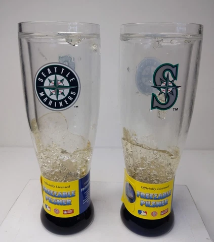 MLB Seattle Mariners Crystal Freezable Pilsner Cup/ mug 18 oz  NEW set of 2 L2 Cover