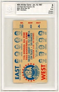 1967 NBA ALL STAR GAME TICKET STUB RICK BARRY MVP rare old basketball VINTAGE - Picture 1 of 2