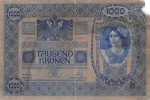 Austria 1000 Kronen 2.1.1902 Series 1610 Circulated Banknote QZ45 - Picture 1 of 2
