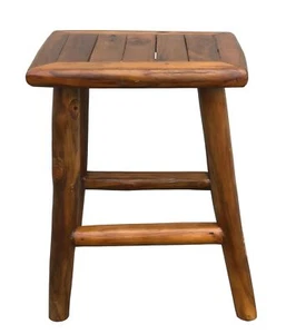 Rustic Country Adirondack Teak Lodge Cabin Counter Stool - Picture 1 of 4
