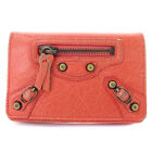 BALENCIAGA #9 Card Case Leather Logo Red 310703 SR20 Ladies Old Clothes