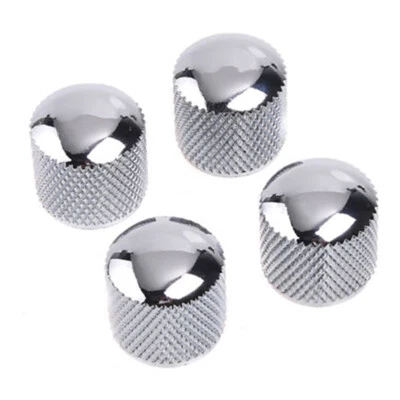 4PCS Chrome Electric Guitar Bass Control Knob Metal Dome Tone Volume Knob Button - Image 1 of 4