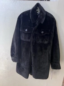 NWT Faux Fur DKNY Black Coat S - Picture 1 of 8