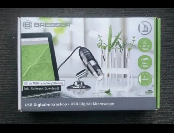 Bresser USB Digital Microscope PC Software Full HD 1920x1080 Zoom 50x - 1000x